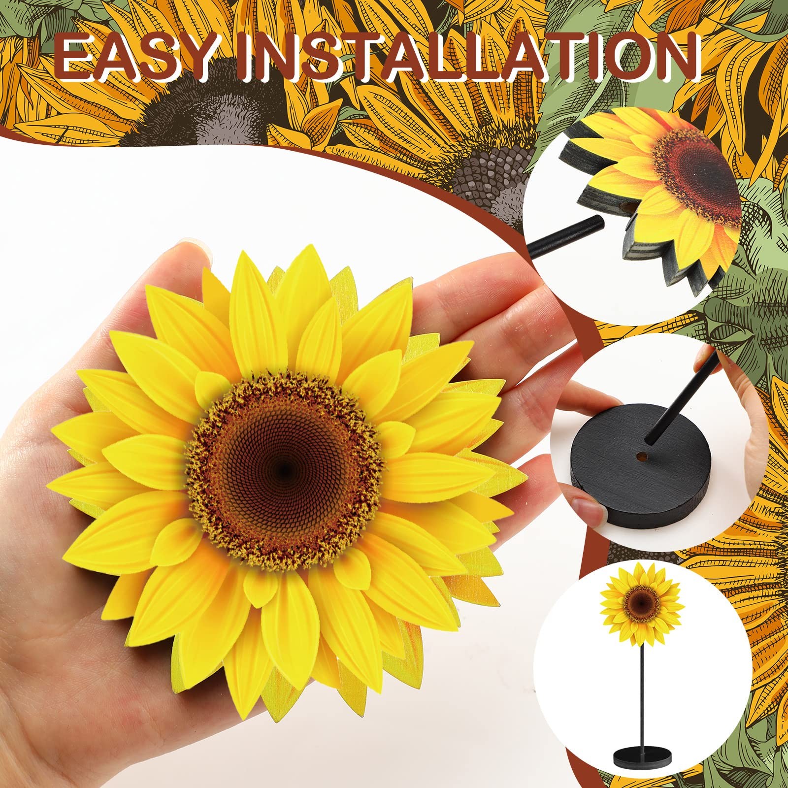 3 Pcs Summer Table Decor Sunflower Wood Table Sign Summer Freestanding Tablet…