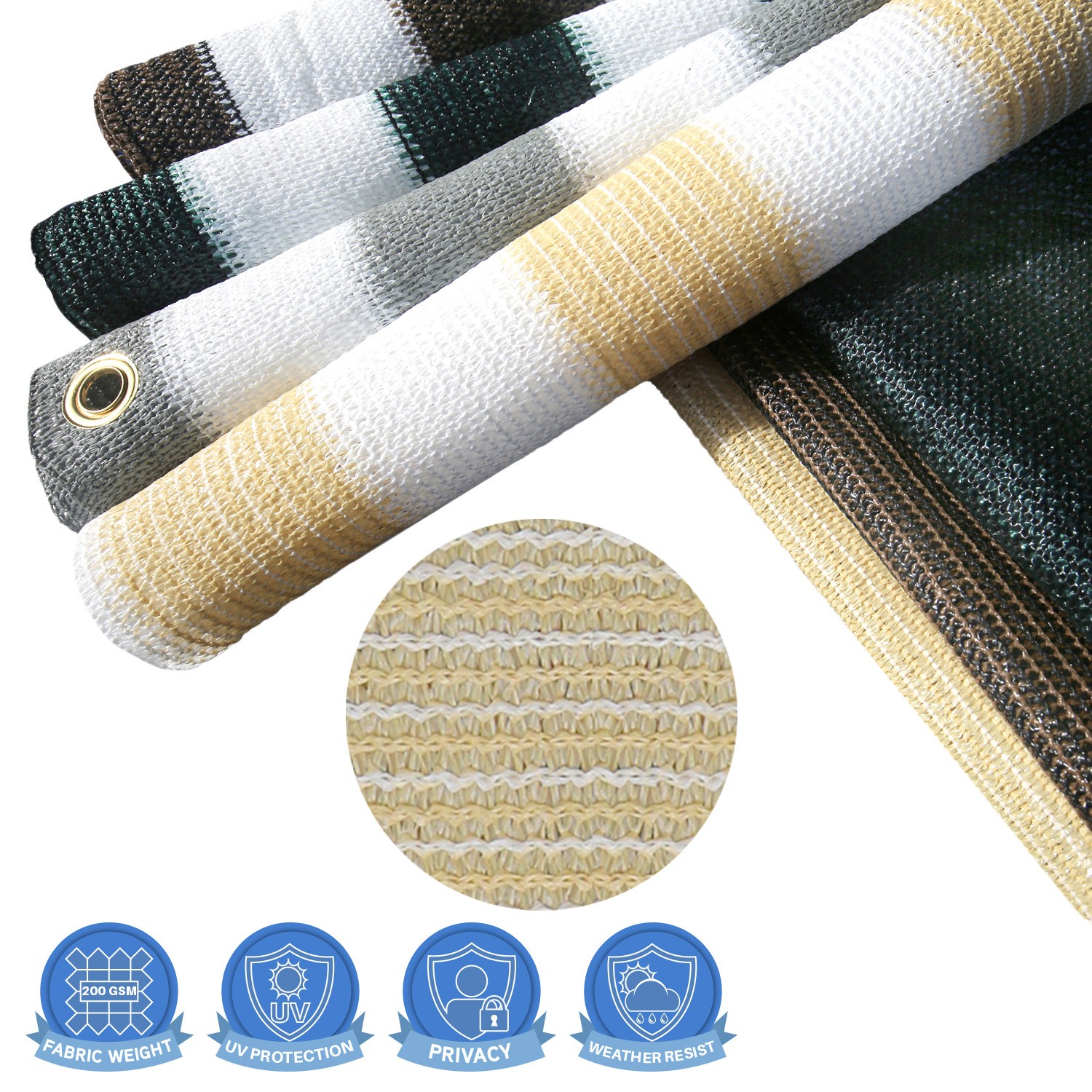 35in Balcony Fence Screen Privacy Deck Railing Fabric Shelter Shade Cover Beige