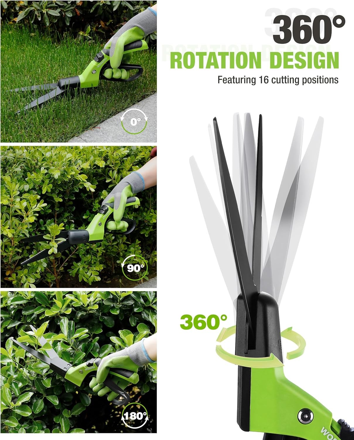 WORKPRO Grass Shears 15″ Handheld Grass Clippers 360° Swivel Blade Grass Cutter