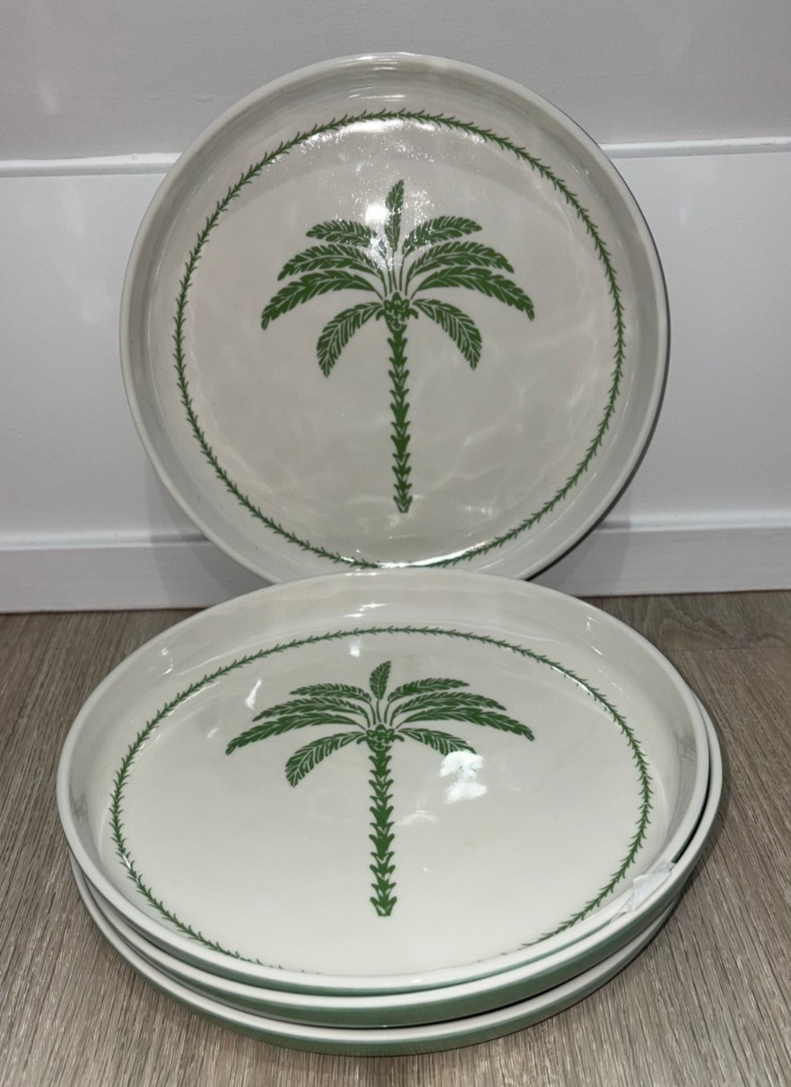 Tommy Bahama Tropical Palm Tree Melamine Salad Plates Set of 4 NEW 8.5 in Beach