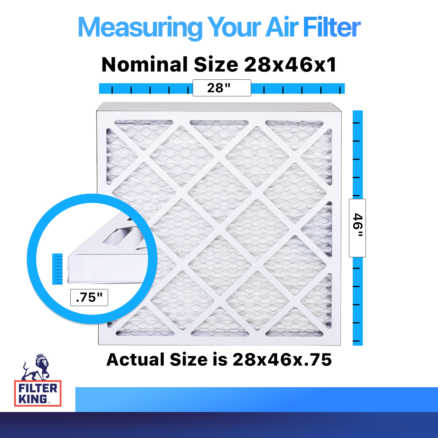 Filter King 28x46x1 Air Filter 4-PACK MERV 8 Actual Size 28 x 46 x .75″