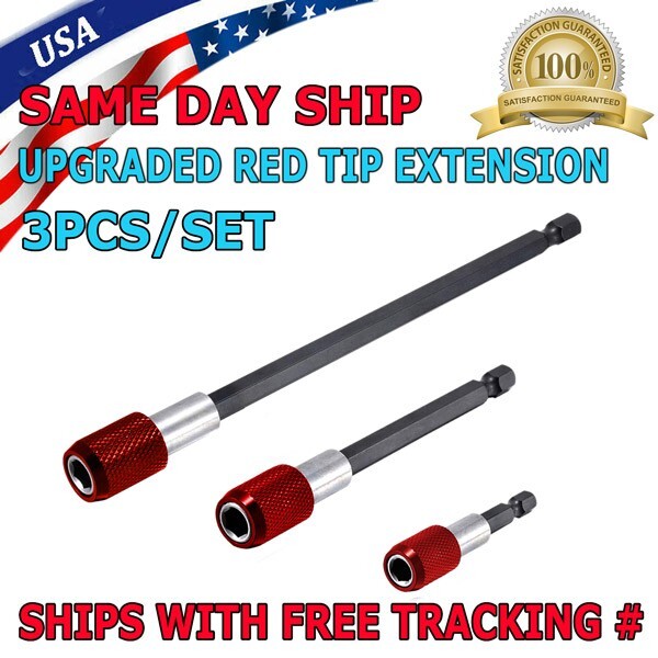 3Pcs 1/4 Hex Shank Quick Release Magnetic Screwdriver Extension Holder Drill Bit