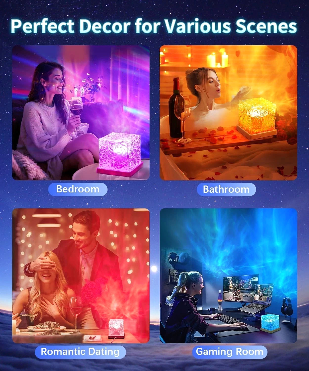 Northern Lights Projector Galaxy Lamp 16 Color LED Mood Light Remote Ocean Wave