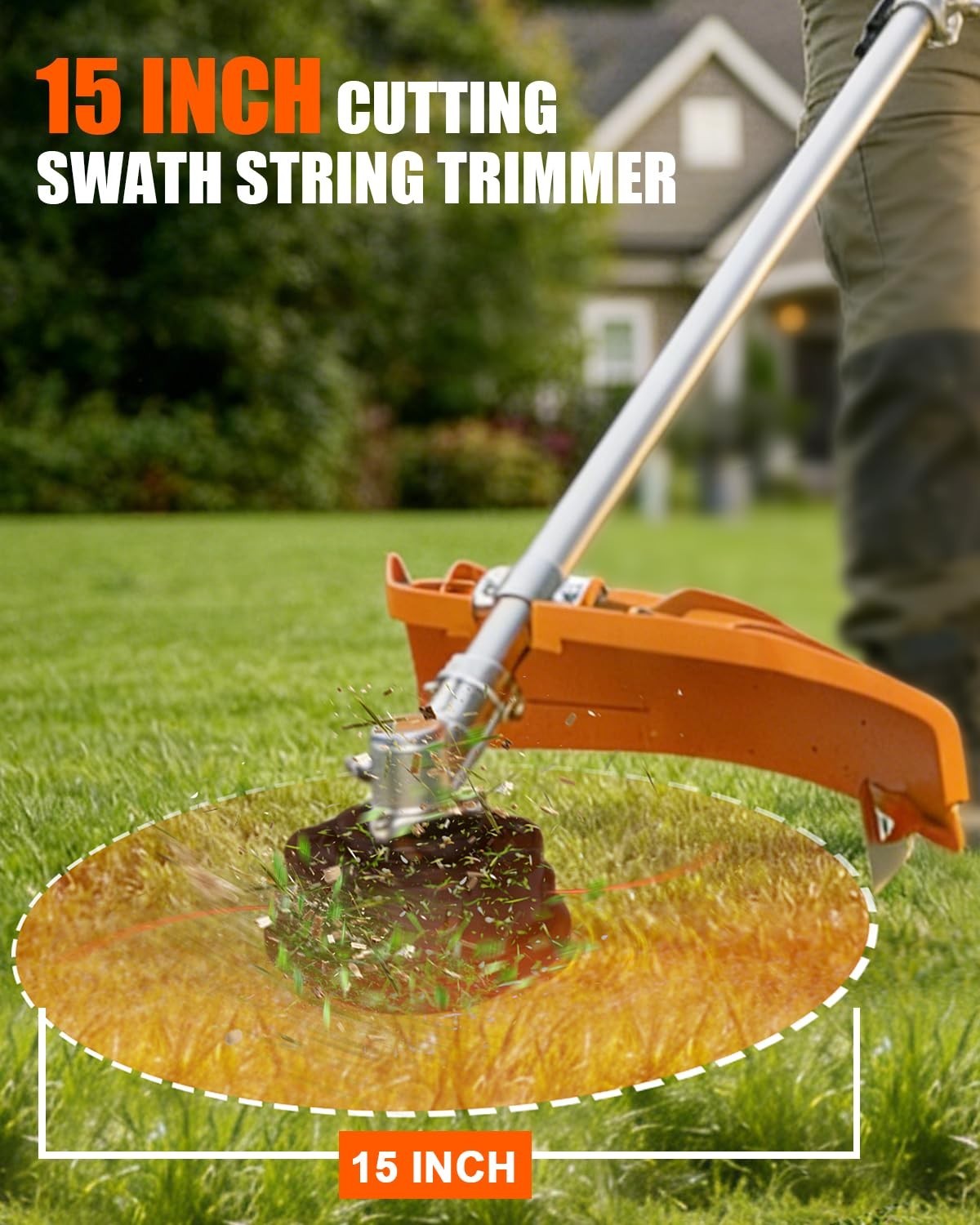 52cc 2-Cycle Gas Grass String Trimmer Gas Weed Eater Lawn Mower Orange Upgraded