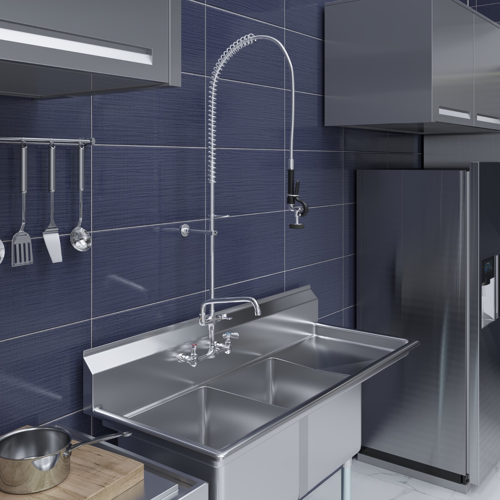 AmGood Wall-Mounted Pre-Rinse Assembly with 8 in. Centers & 12 in. Add On Faucet