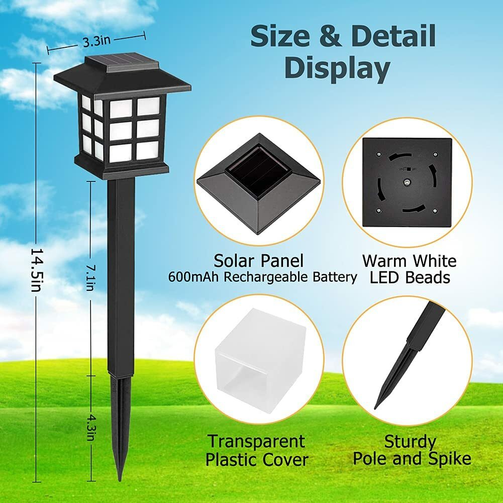 12Pack Solar Pathway Lights Outdoor Landscape Solar Waterproof Garden LED Lights