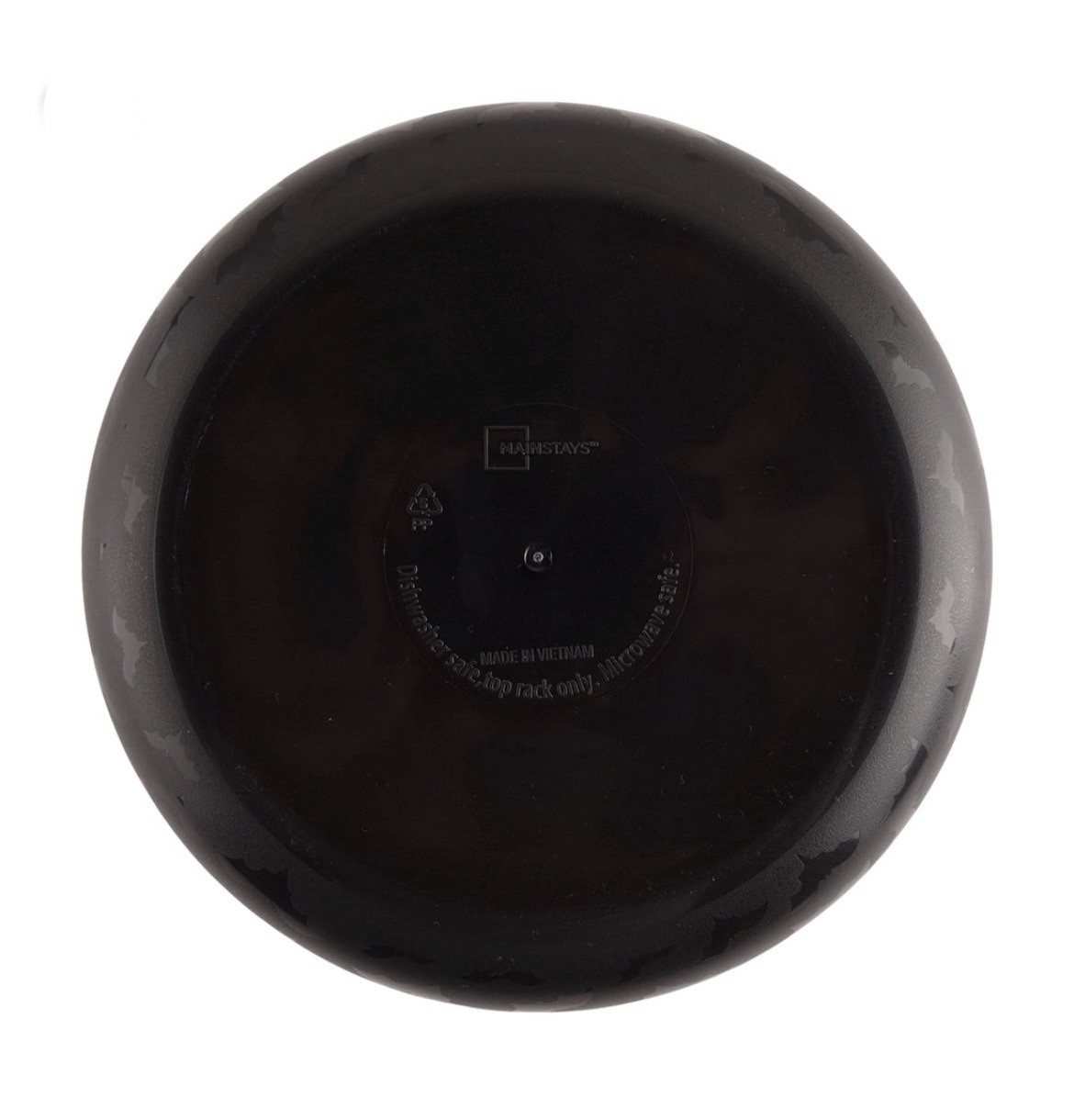 Set of 4 | MAINSTAYS Halloween Bats Etched Plastic Dinner Bowls 42oz • Black