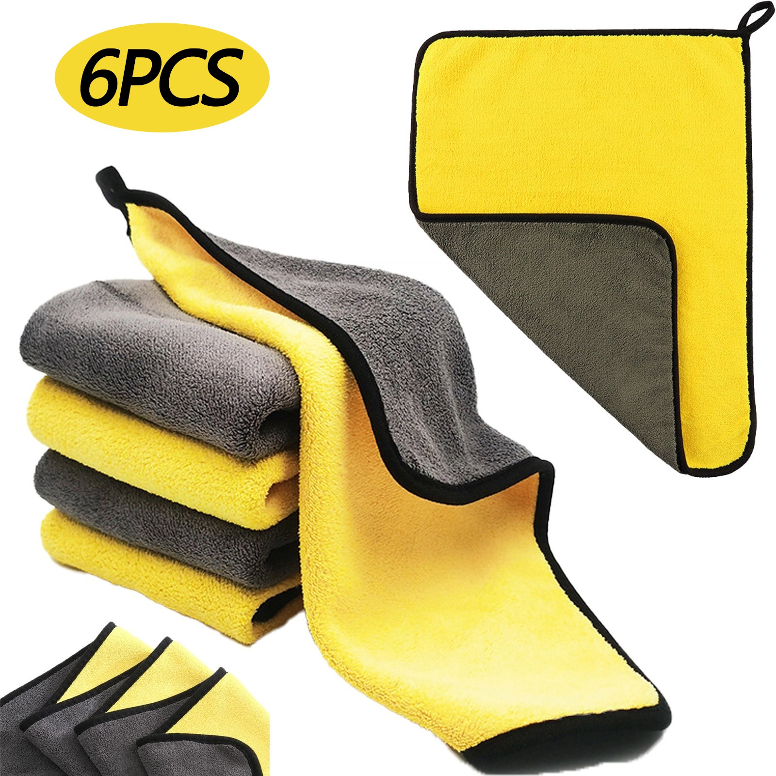 6x Microfiber Cleaning Cloth Car Wash Towel Drying Rag Car Polishing Detailing