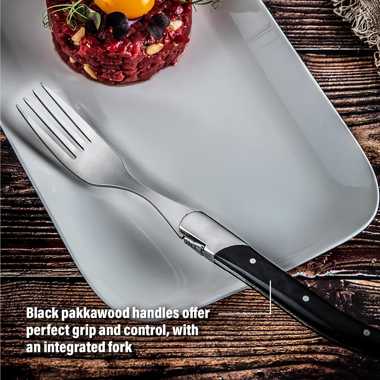 Laguiole by FlyingColors 6 Dinner Forks Set Stainless Steel Wood Handle Gift Box