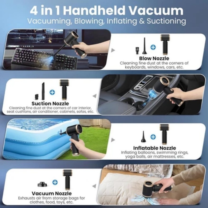 9 In1Mini Portable Cordless Handheld Air Blower & Vacuum Cleaner for Home&Car&=#