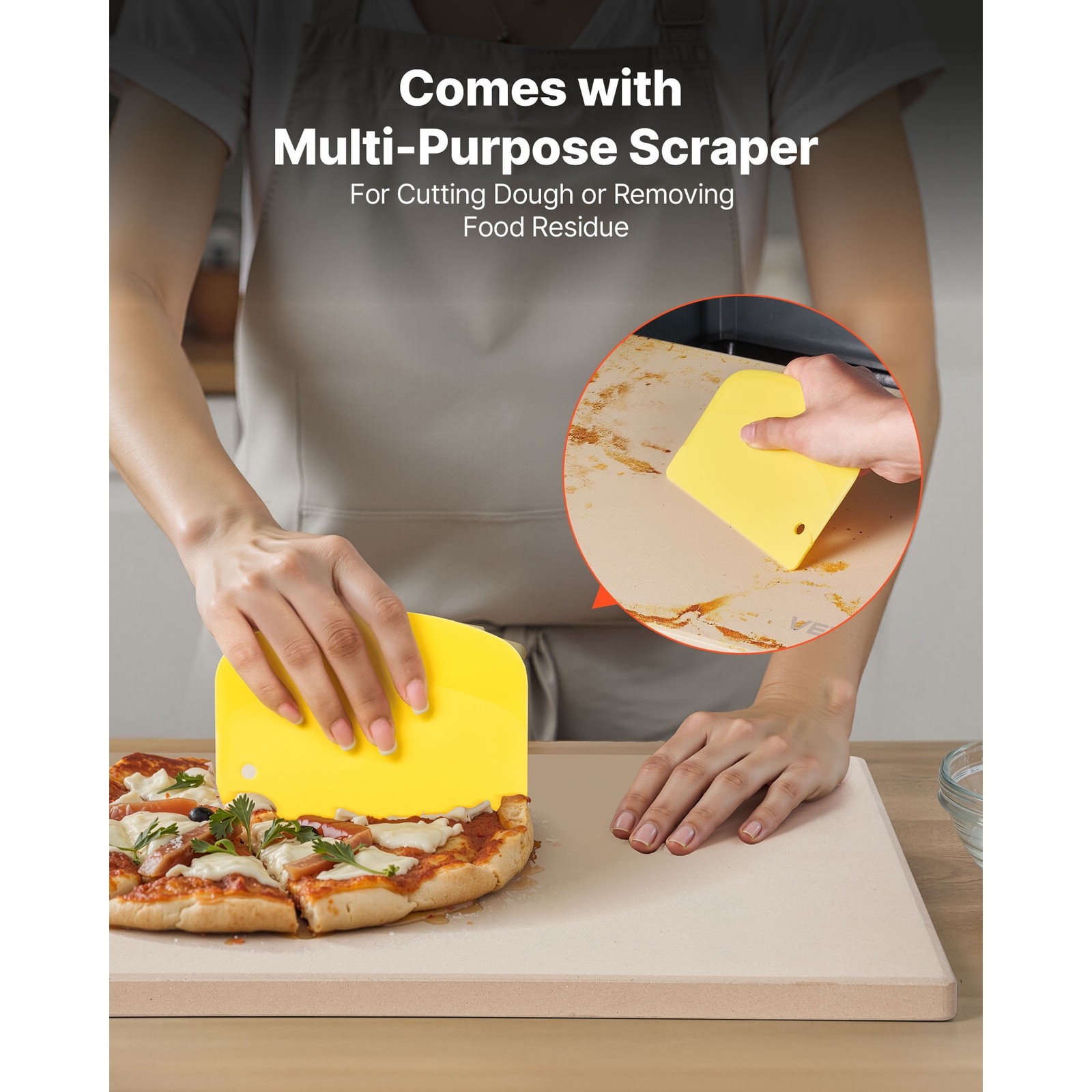Rectangular Cordierite Pizza Stone, 15 x 12 in,Durable Baking Stone with Scraper