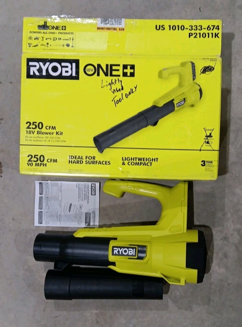 RYOBI 18V 90MPH 250CFM Cordless Battery Leaf Blower – Tool Only – Used Lightly