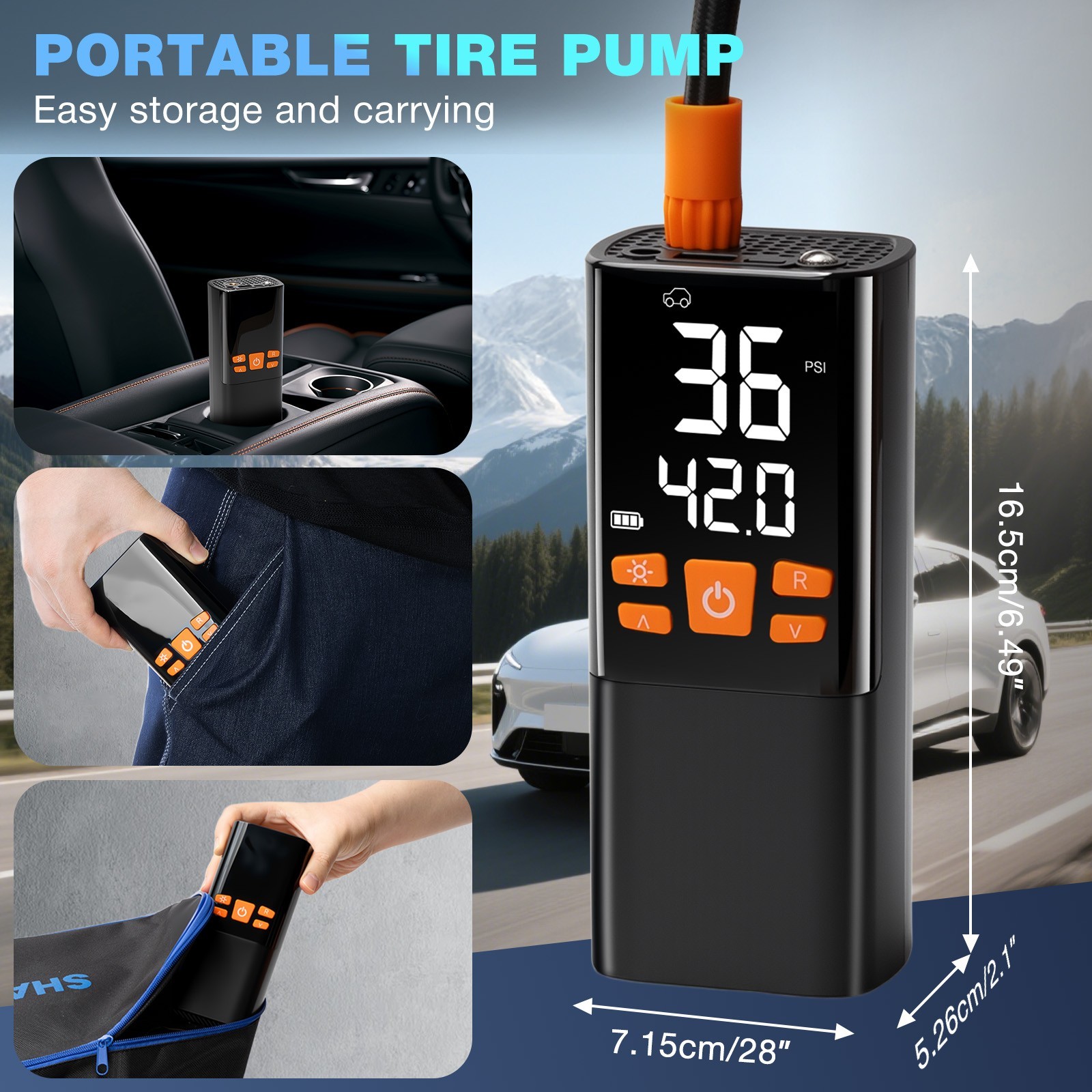 SHALL Tire Inflator Portable Air Compressor Portable Cordless,150PSI 3X Fast