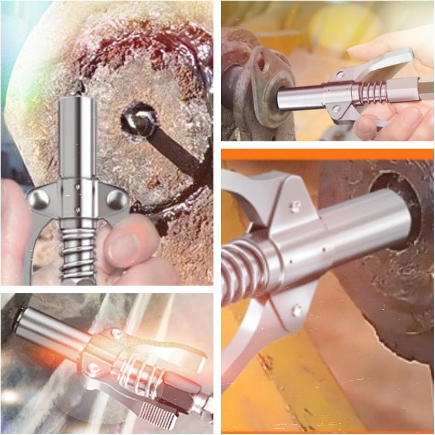 2x Grease Gun Coupler Double Handle High Pressure Quick Release Lock Oil Nozzles