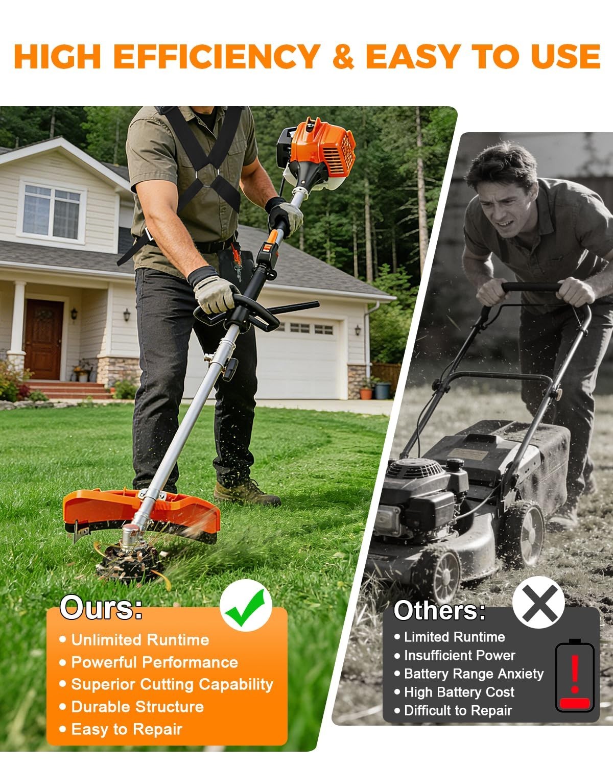 26CC 4 in 1 Brush Cutter 2-Stroke Weed Eater Wacker Gas Powered String Trimmer