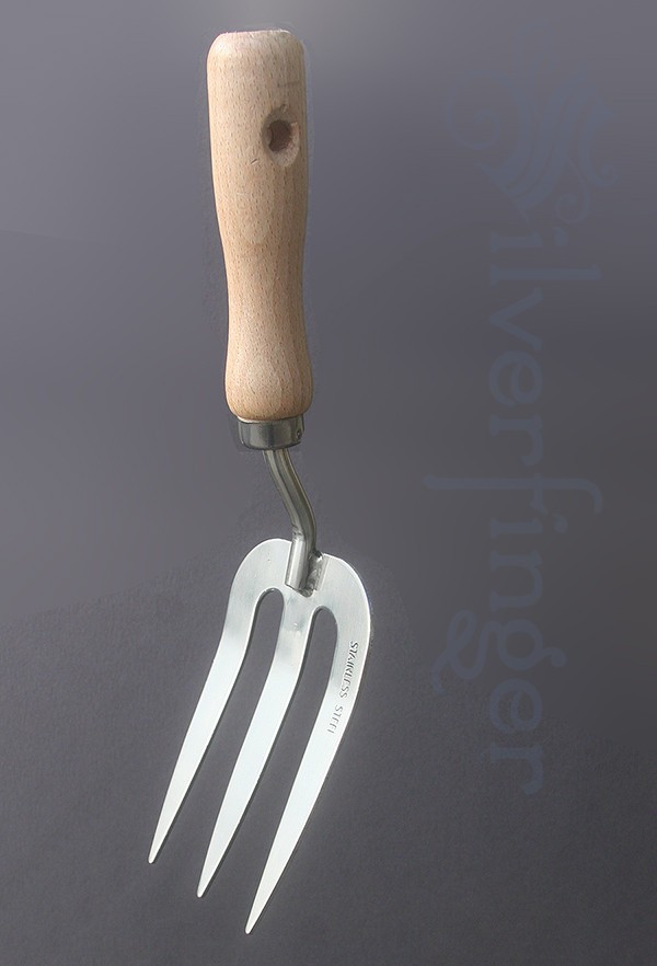 Weeding Fork Hand Garden Tool Stainless Steel Wood Handle Gardening Implement