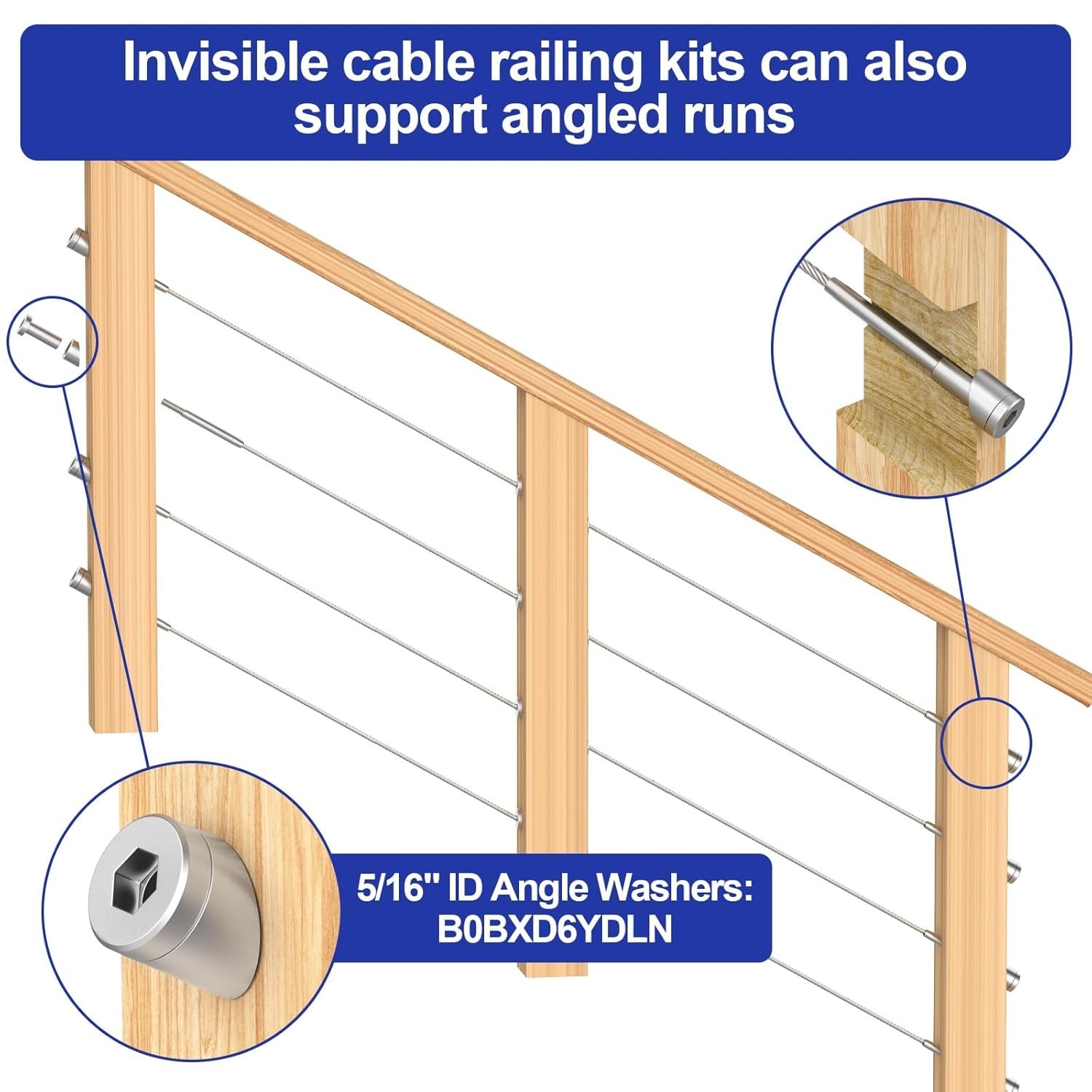 50 Pack Invisible Cable Railing kit, T316 Stainless Steel 1/8″ Invisible ……