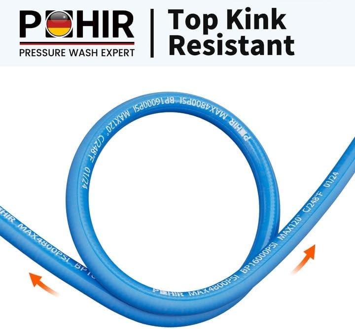2ft Pressure Washer Hose 3/8″ | 4800 PSI with Quick Connect for Hot & Cold Water