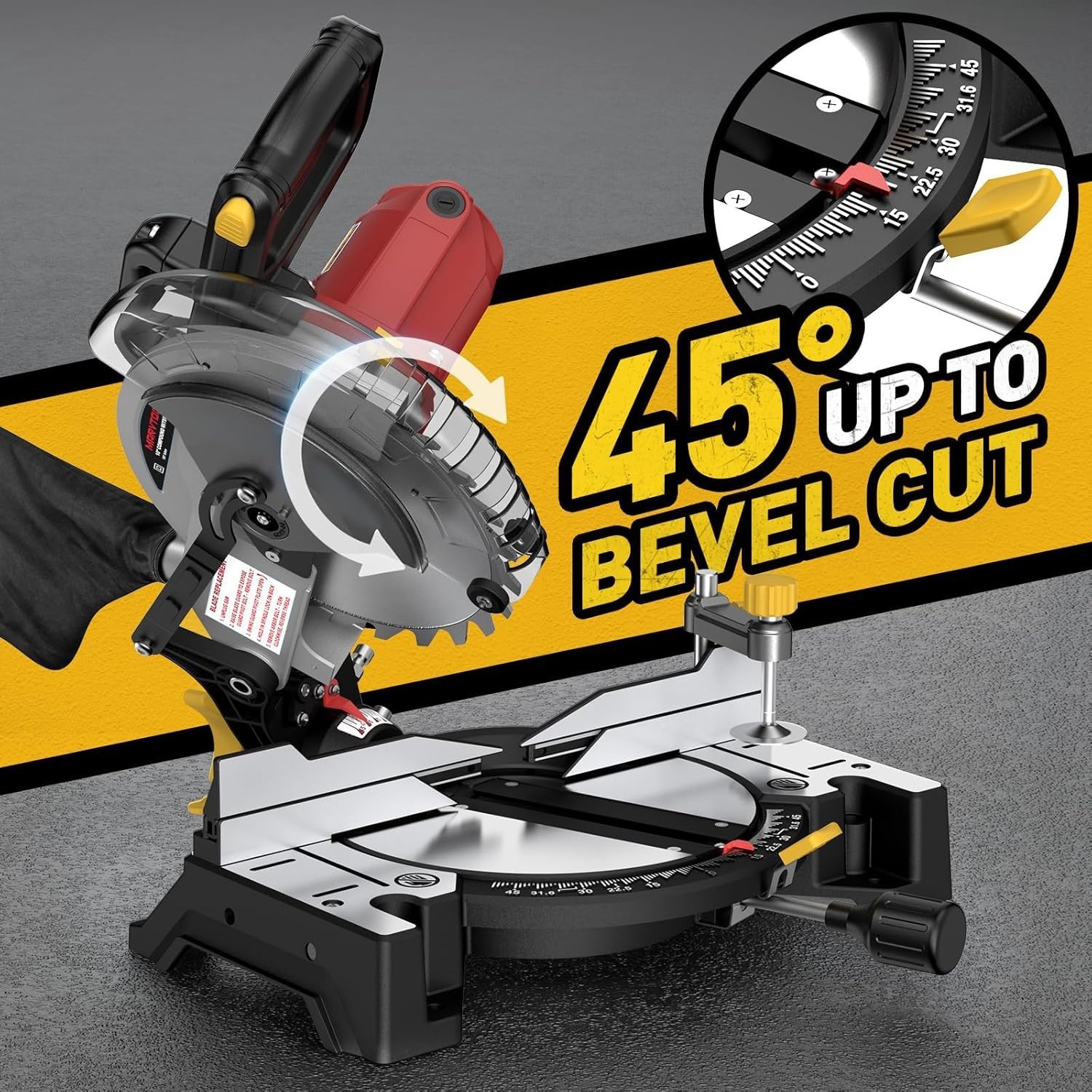 10-Inch Single Bevel Compound Miter Saw, 15-Amp Power Saw with Extension Table