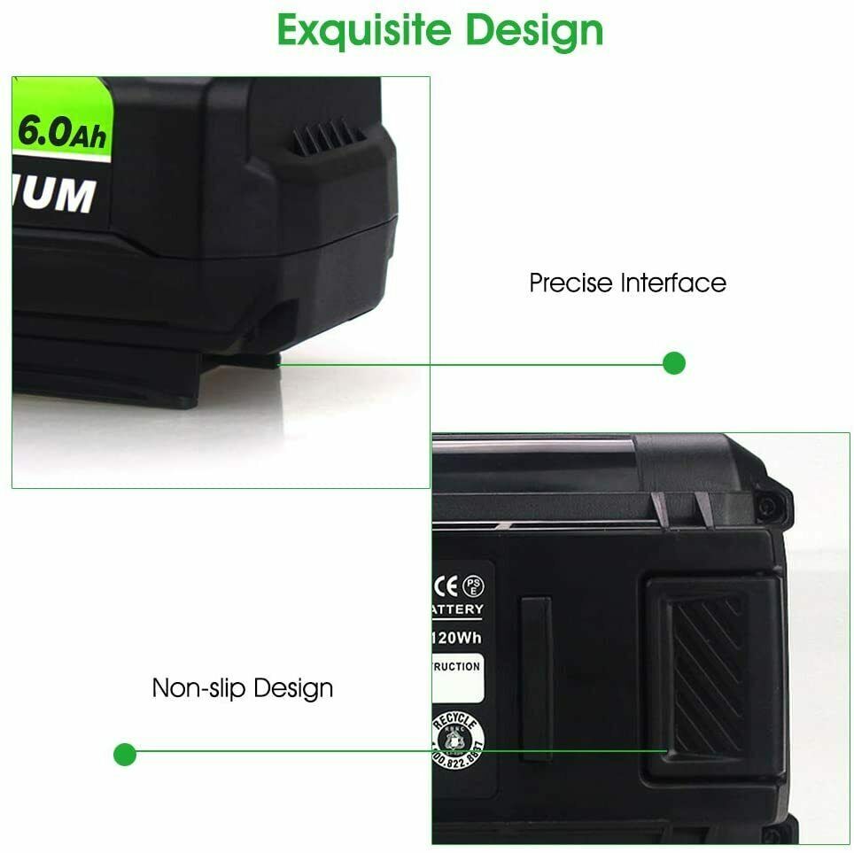 1/2X Battery For Ryobi 40V With LED Lithium-Ion 40-Volt OP406VNM OP40602