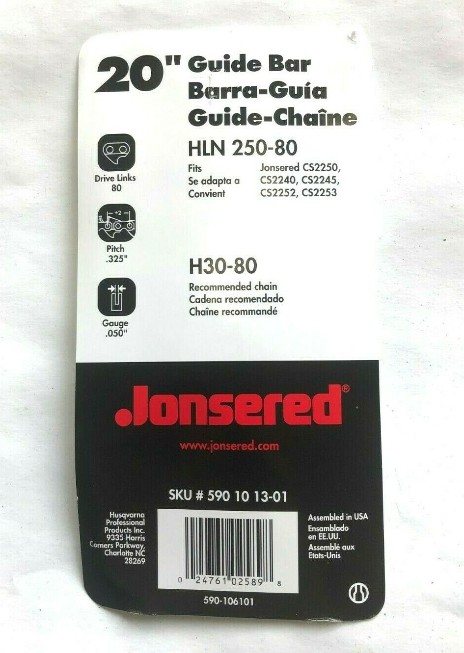 JONSERED 20″ BAR & FREE CHAIN, 2250, 2245, 2240, 2150, 2152, 2145, 2141, 2050