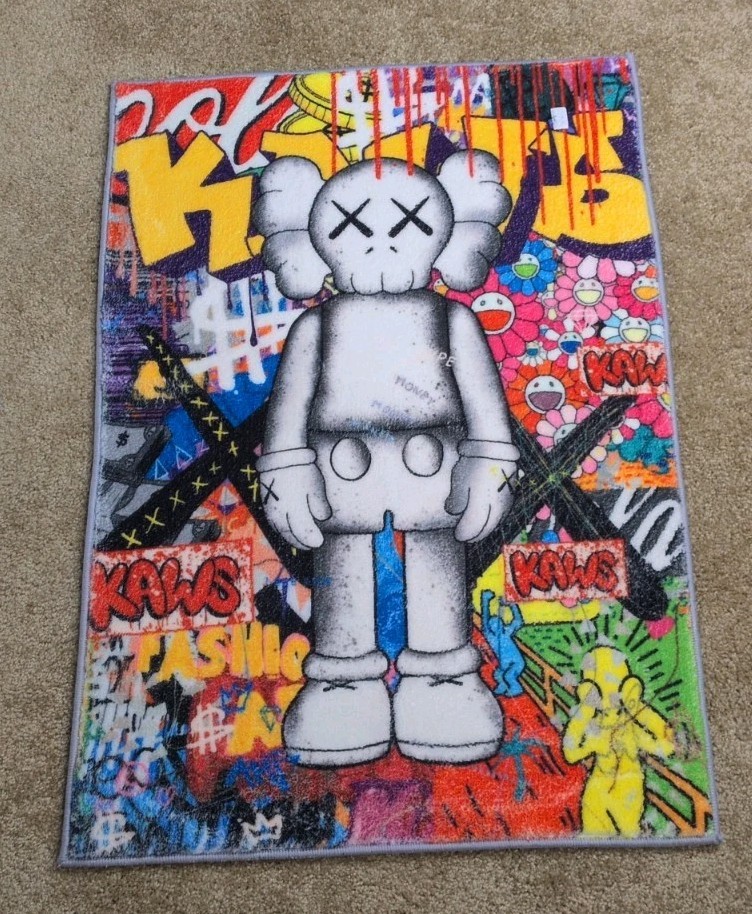 KAWS Street Art Graphic Area Rug Multicolor Rectangle for Any Room