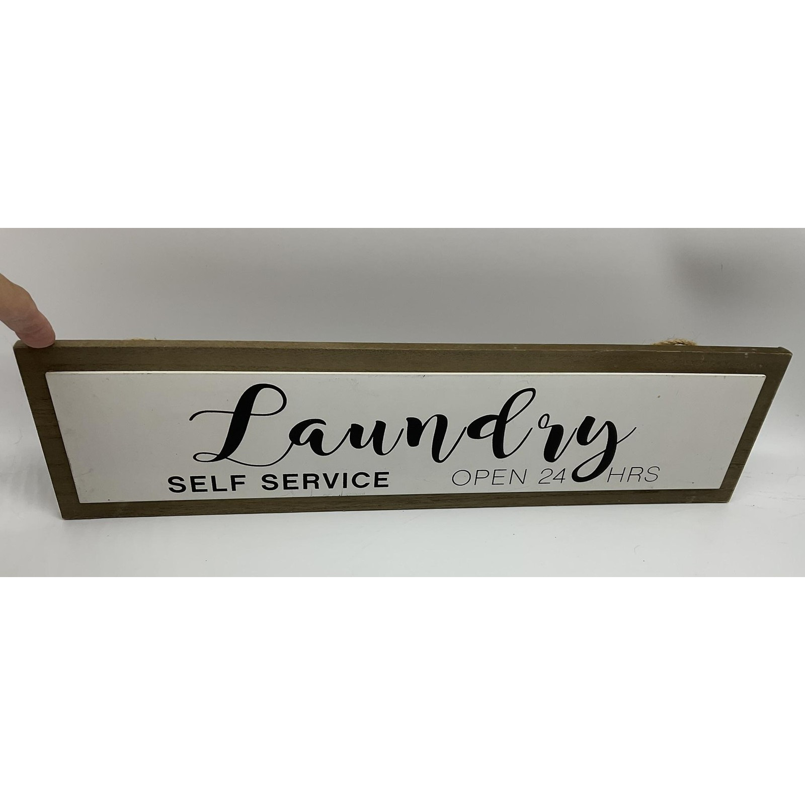 Laundry Room Hanging Sign Wood Rustic Farmhouse Decor Open 24 Hrs Self Service