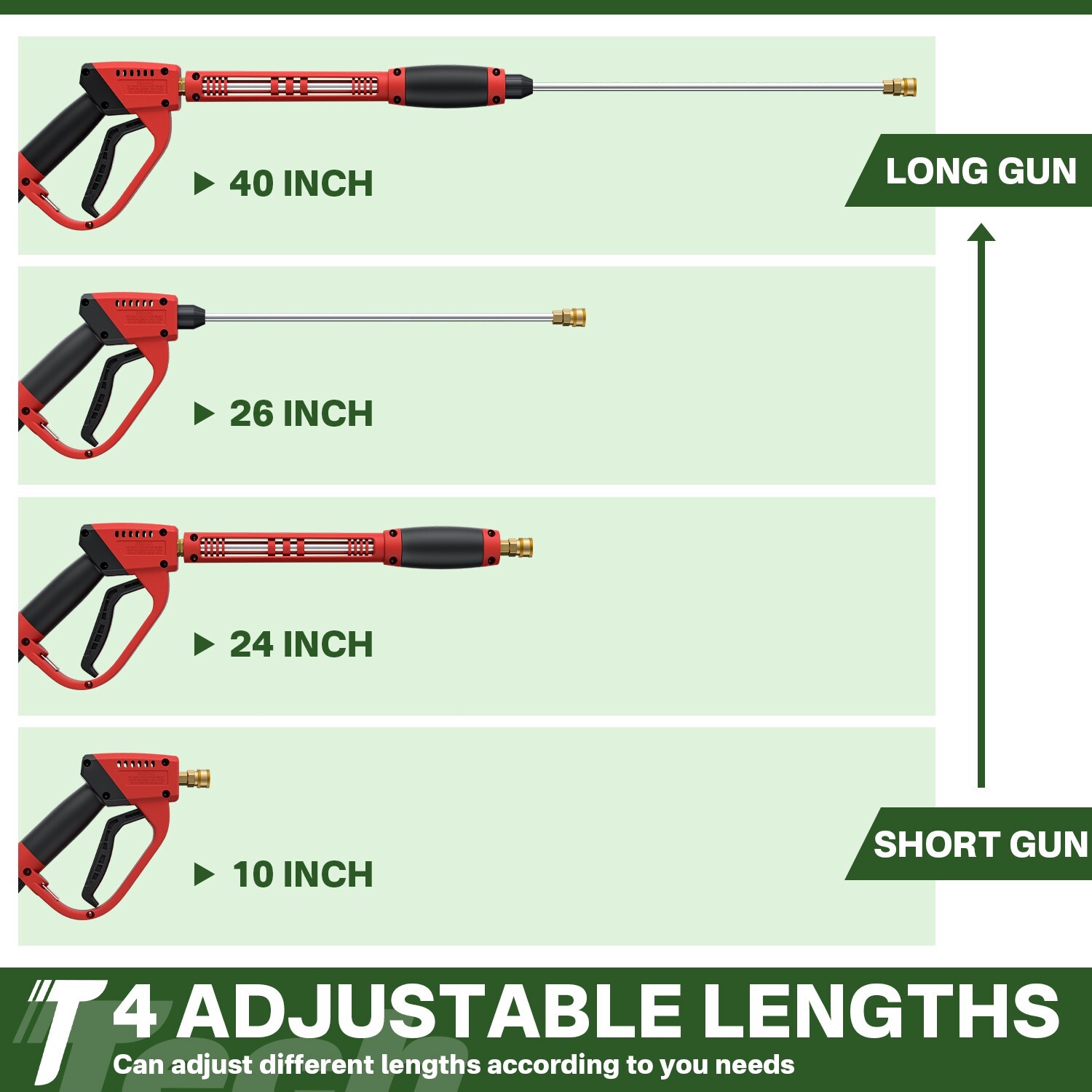 50FT 4800PSI Pressure Washer Hose 5000PSI Pressure Washer Gun 15″ Extension Wand