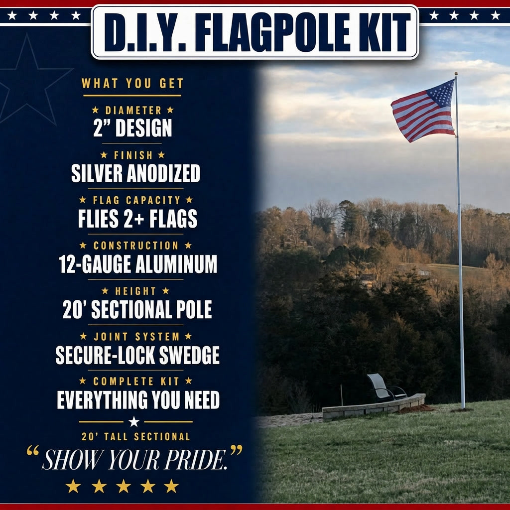 20′ Delta SECTIONAL Residential Flagpole (Silver)