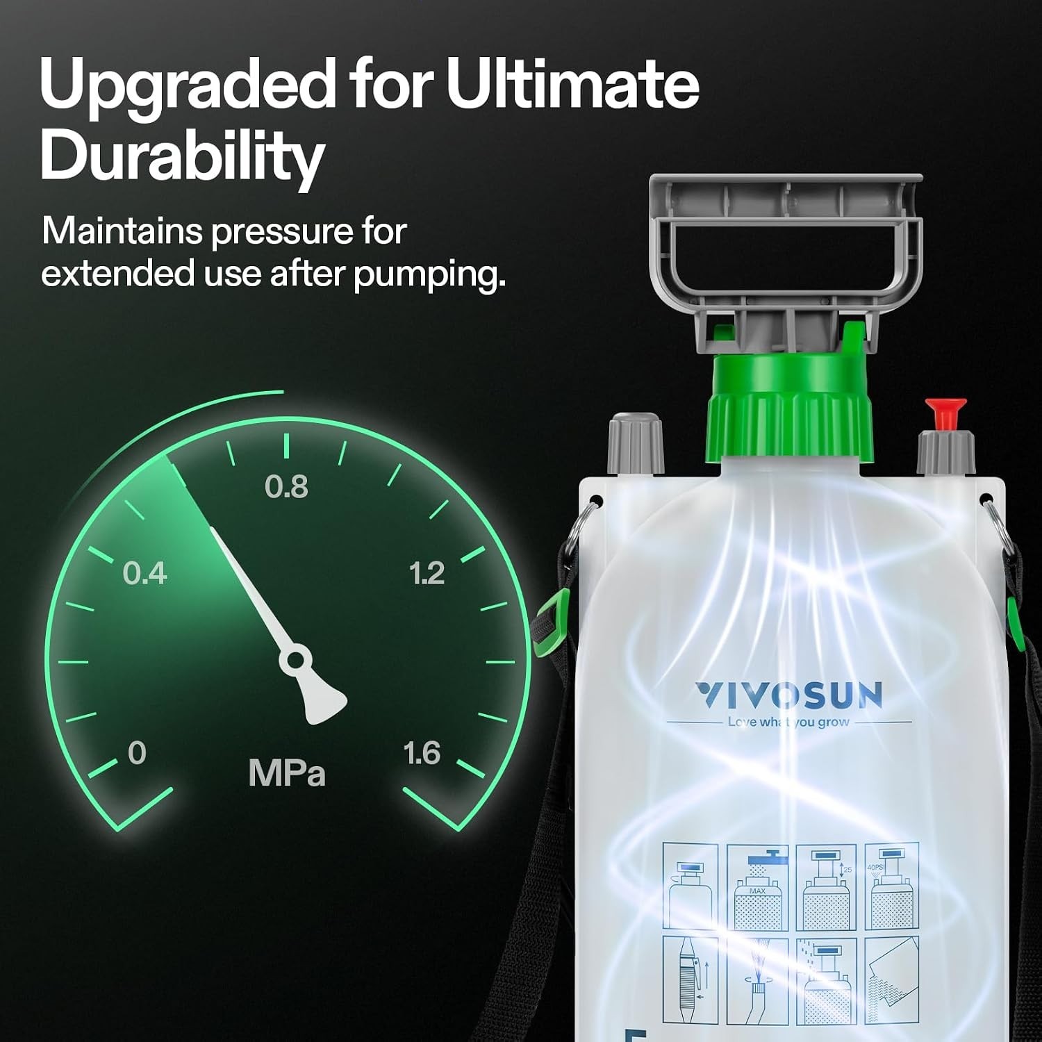1.35Gal Pump Sprayer 5L Garden Water Sprayer 3 Nozzles Long Hose