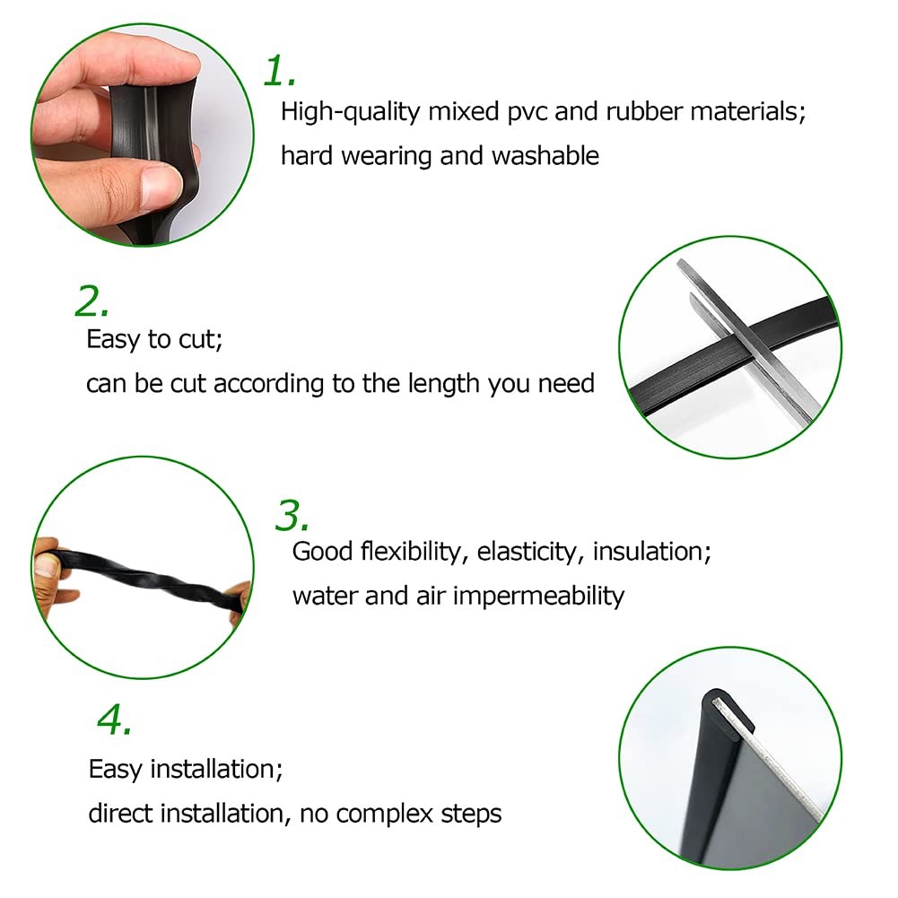 Rubber Edge Black, U Channel PVC Plastic, Metal Sharp Edge Protector Fit fo