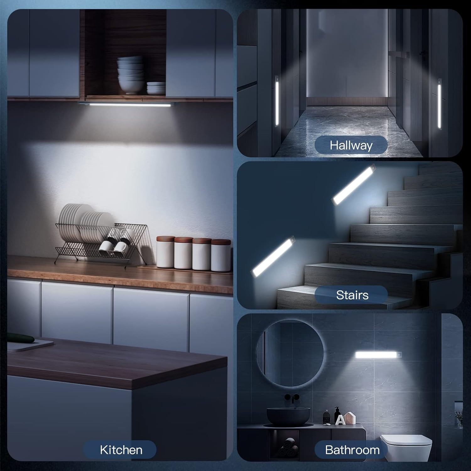 MCGOR 10inch Under Cabinet Lighting, 2 Pack Rechargeable Motion Sensor Light
