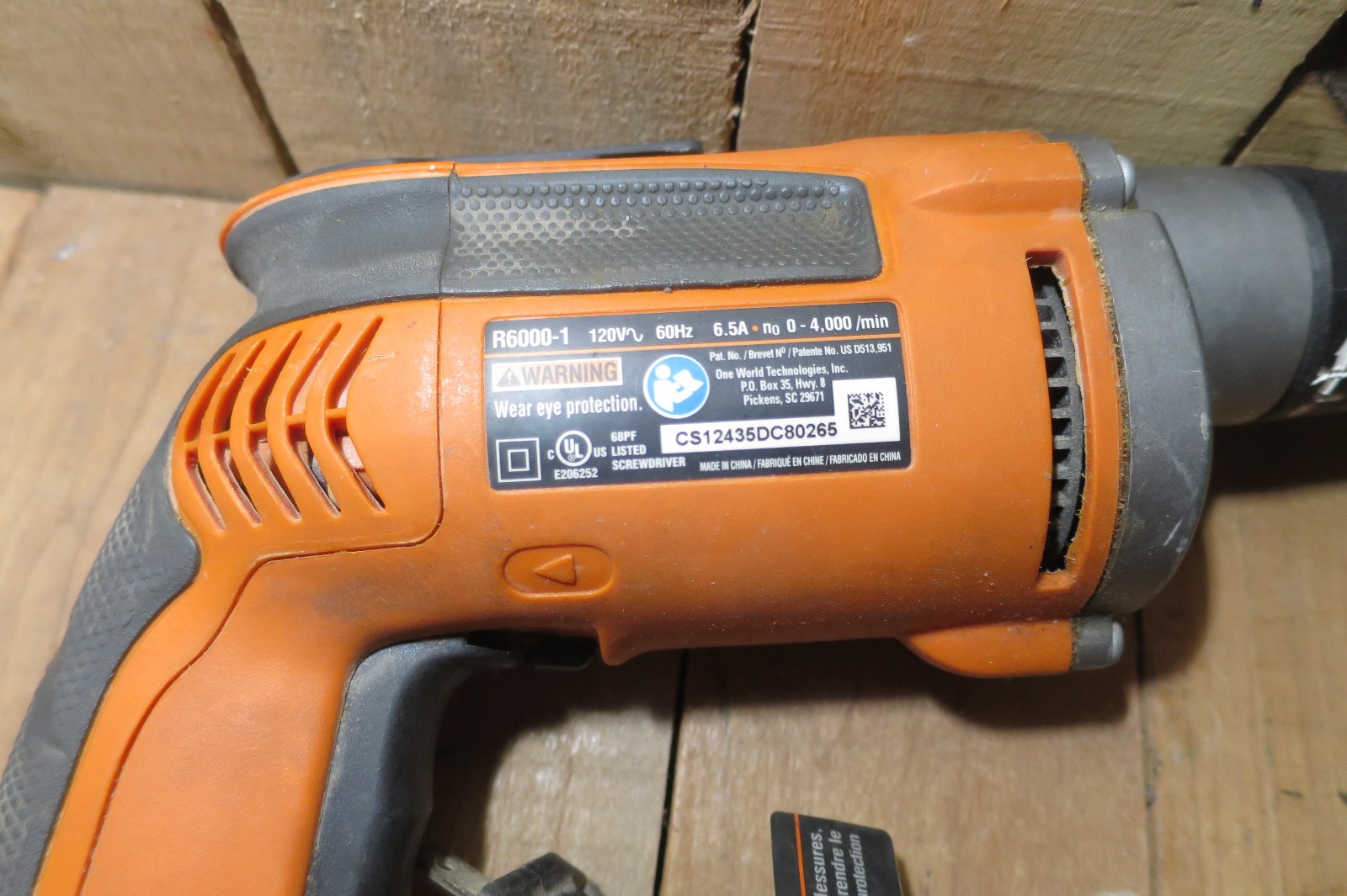 RIDGID R6000-1 Drywall Screwdriver 120V 780W Heavy Duty 0-4000RPM Orange Corded