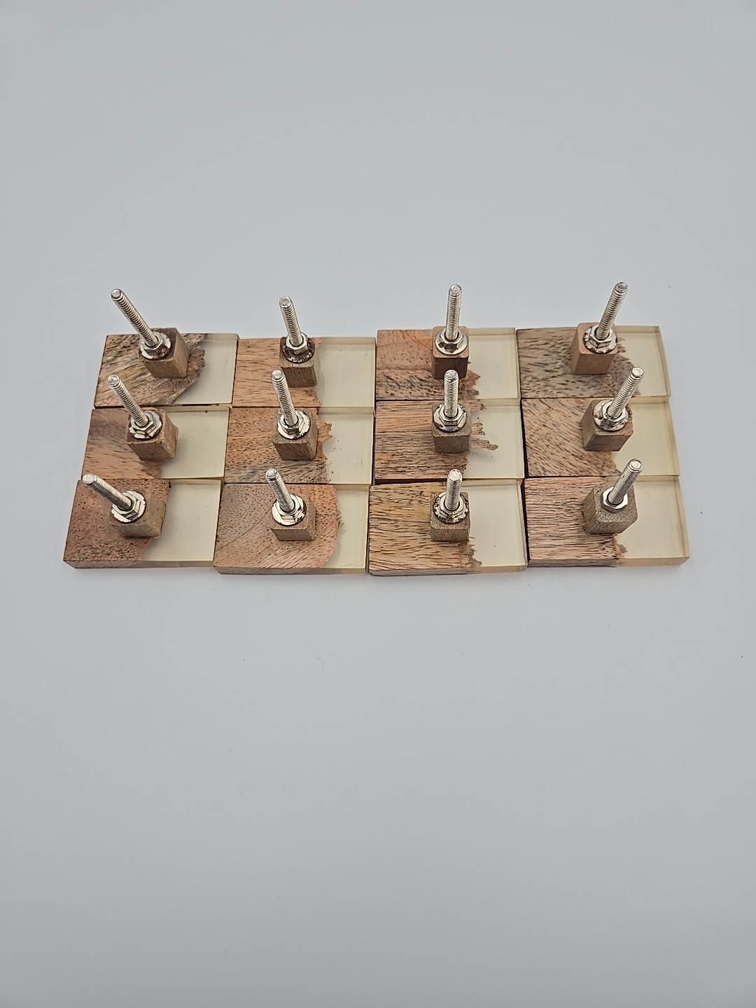 Modern Brutalist Wood & Resin Cabinet Drawer Knob set 12 Rectangular Shape READ