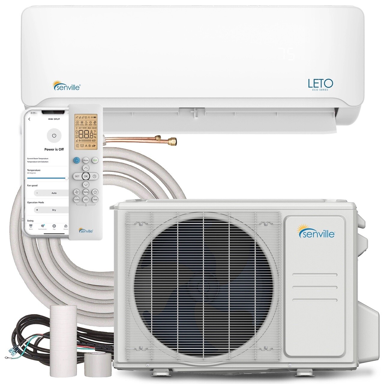 12000 BTU Mini Split Air Conditioner with Heat Pump Remote 208/230V