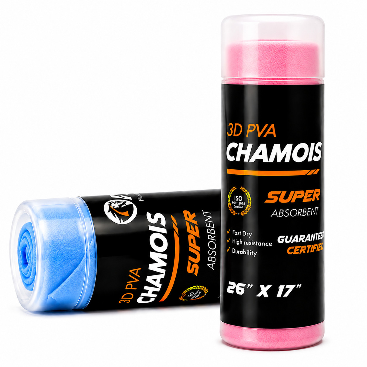 Shammy Car Drying Chamois 2-Pack 26x17in Ultra-Absorbent PVA Microfiber Towels