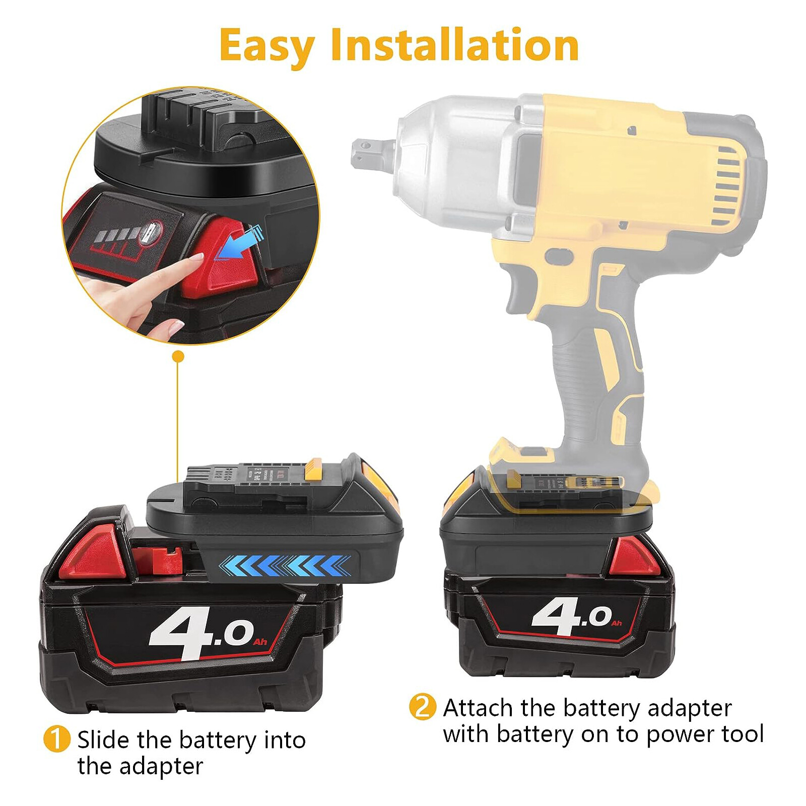 Battery Adapter Converter for Milwaukee 18V Batteries to De walt 20V Tools Use