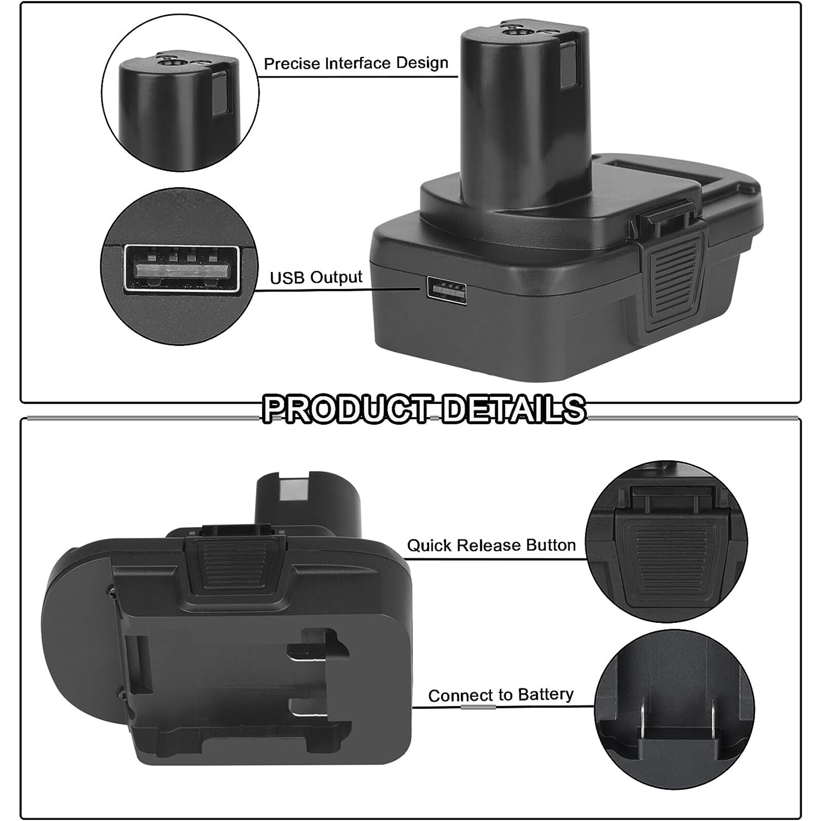 Battery Adapter for DeWalt 20V Milwaukee 18V to Ryobi 18V Tools with USB Port