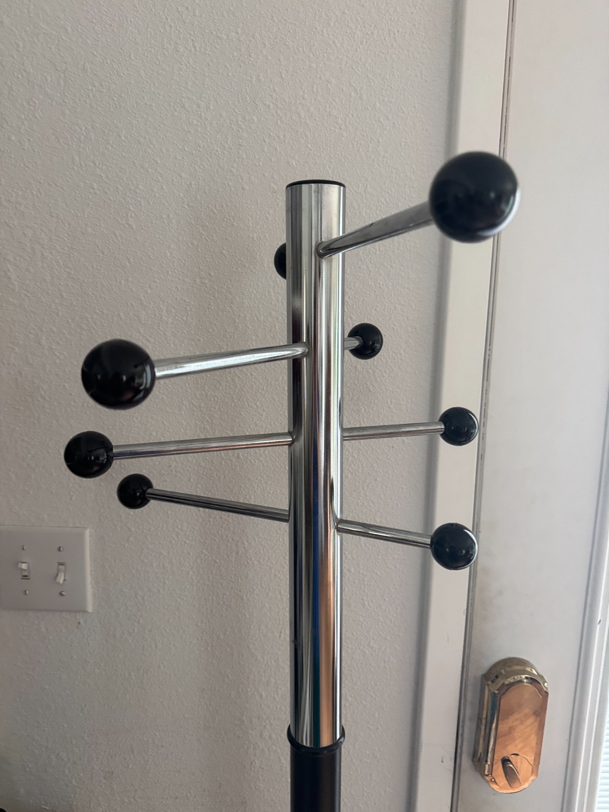 Rare vintage Standing 12″ marble base Coat Rack Space Age MCM Italian Atomic 69″