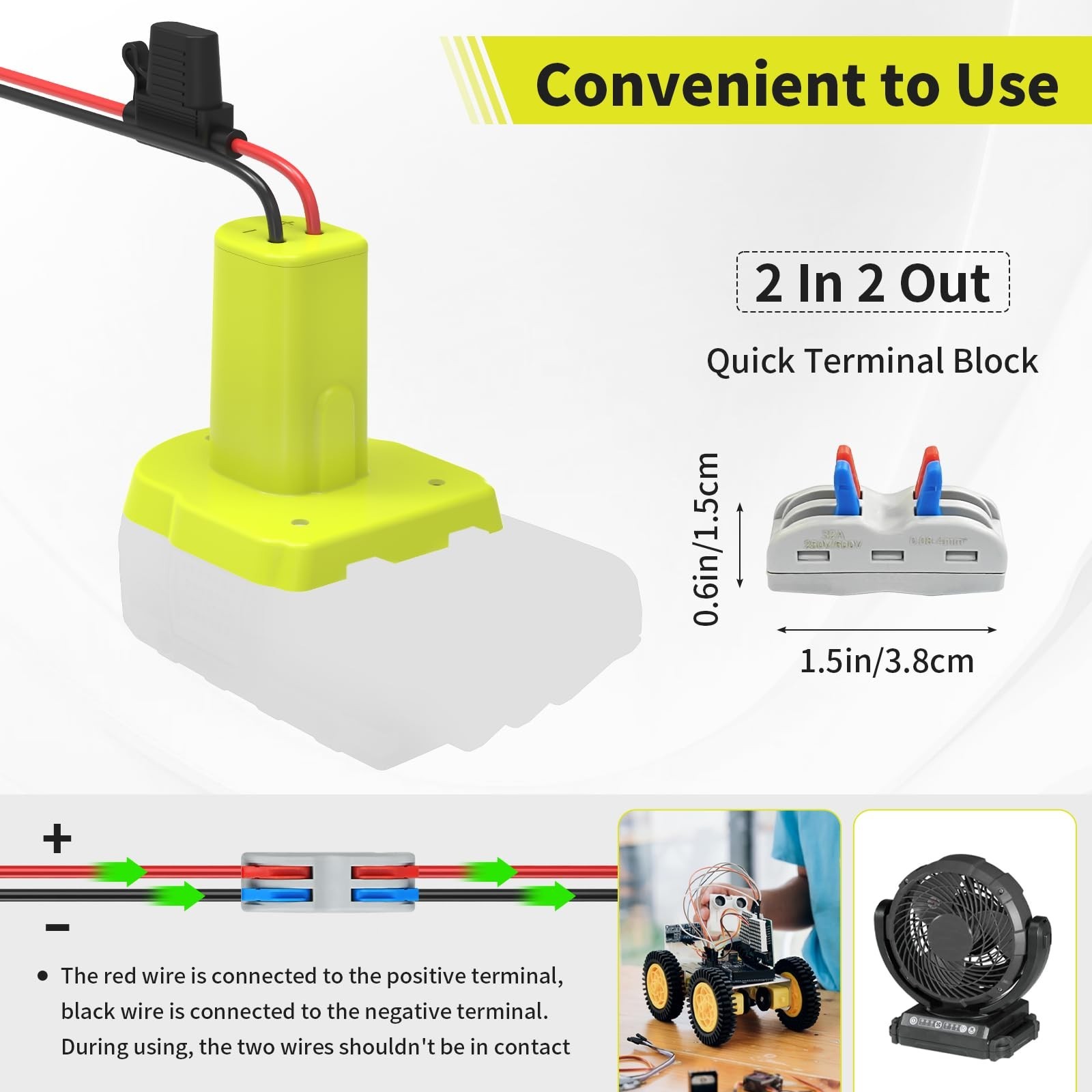 Adapter Compatible with Ryobi 18V Battery Conversion Kit Including Fuses ,2 Pack