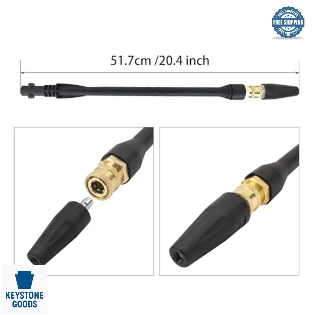 Pressure Washer Spray Wand 20 Inch 2300 PSI Turbo Nozzle 5 Spray Tips Belt Clip