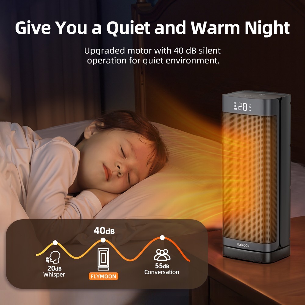 1500W Oscillating 60° Portable Space Heater 12hr-Timer with Remote Control
