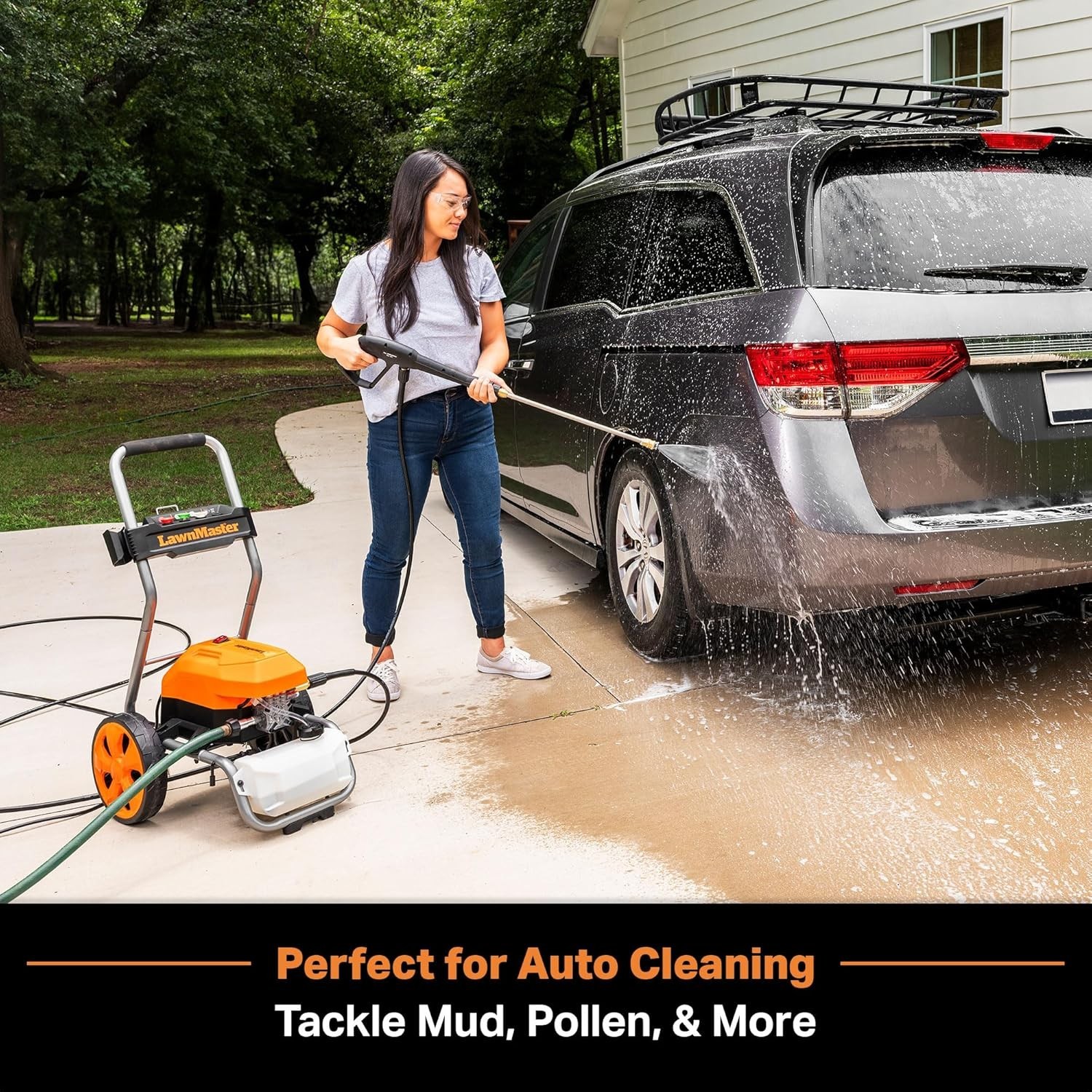 Compact 2300 PSI Electric Pressure Washer with XL Tank & 25-ft Hose for Easy Use
