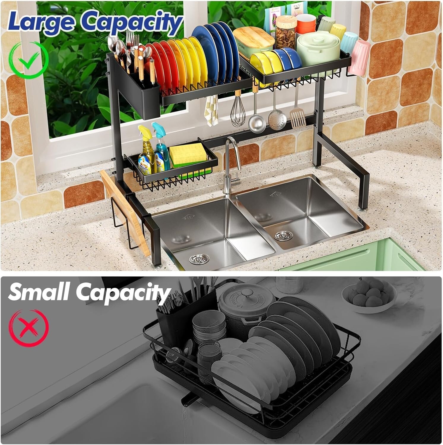 Dish Drying Rack Large Over The Sink Dish Drainer Drying Rack Kitchen Organizers