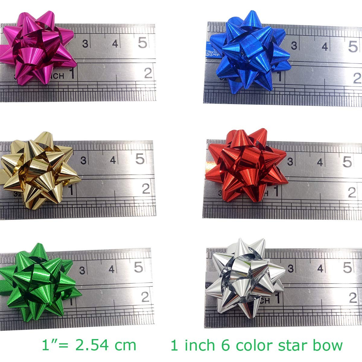 240pcs Mini Gift Bow- 1″ Inch Metallic Star Bow Small Tiny Stick On Bows for