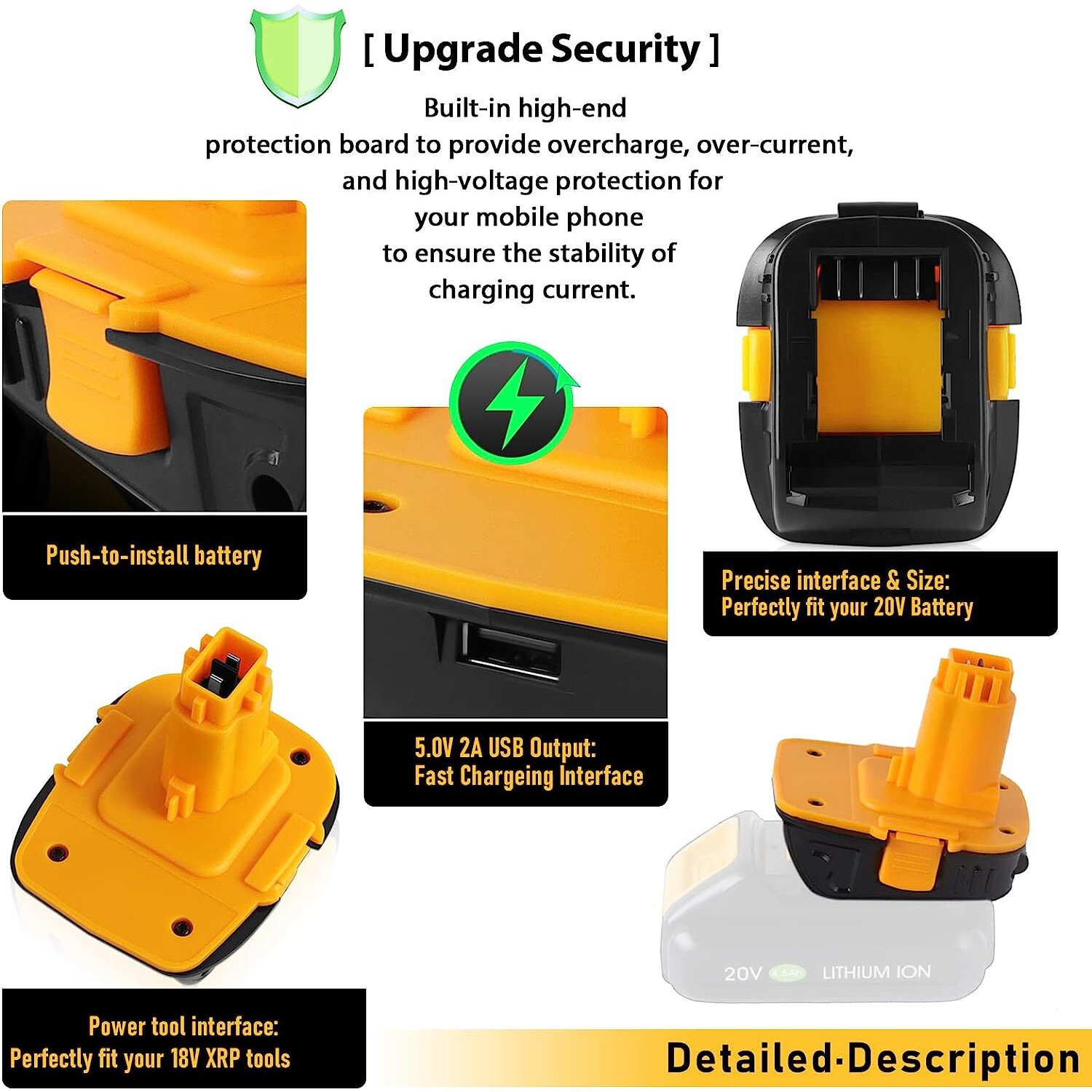 2Pack 18V To 20V MAX DCA1820 Battery Adapter For Dewalt Li-ion Tools Converter