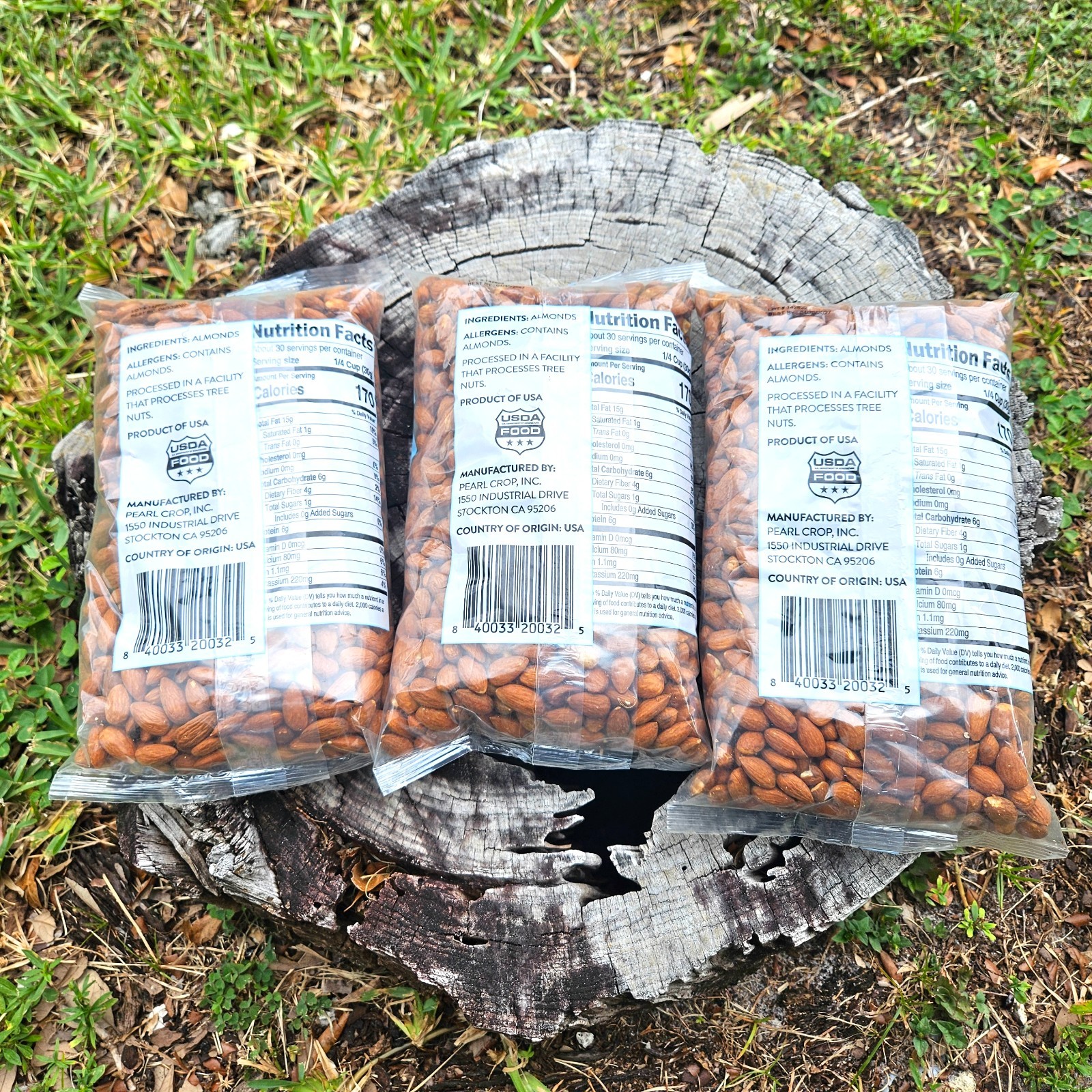 TOTAL 3 BAGS – Whole Shelled ALMONDS Nuts Pearl Crop – Total 6 LB Pounds – 04/27
