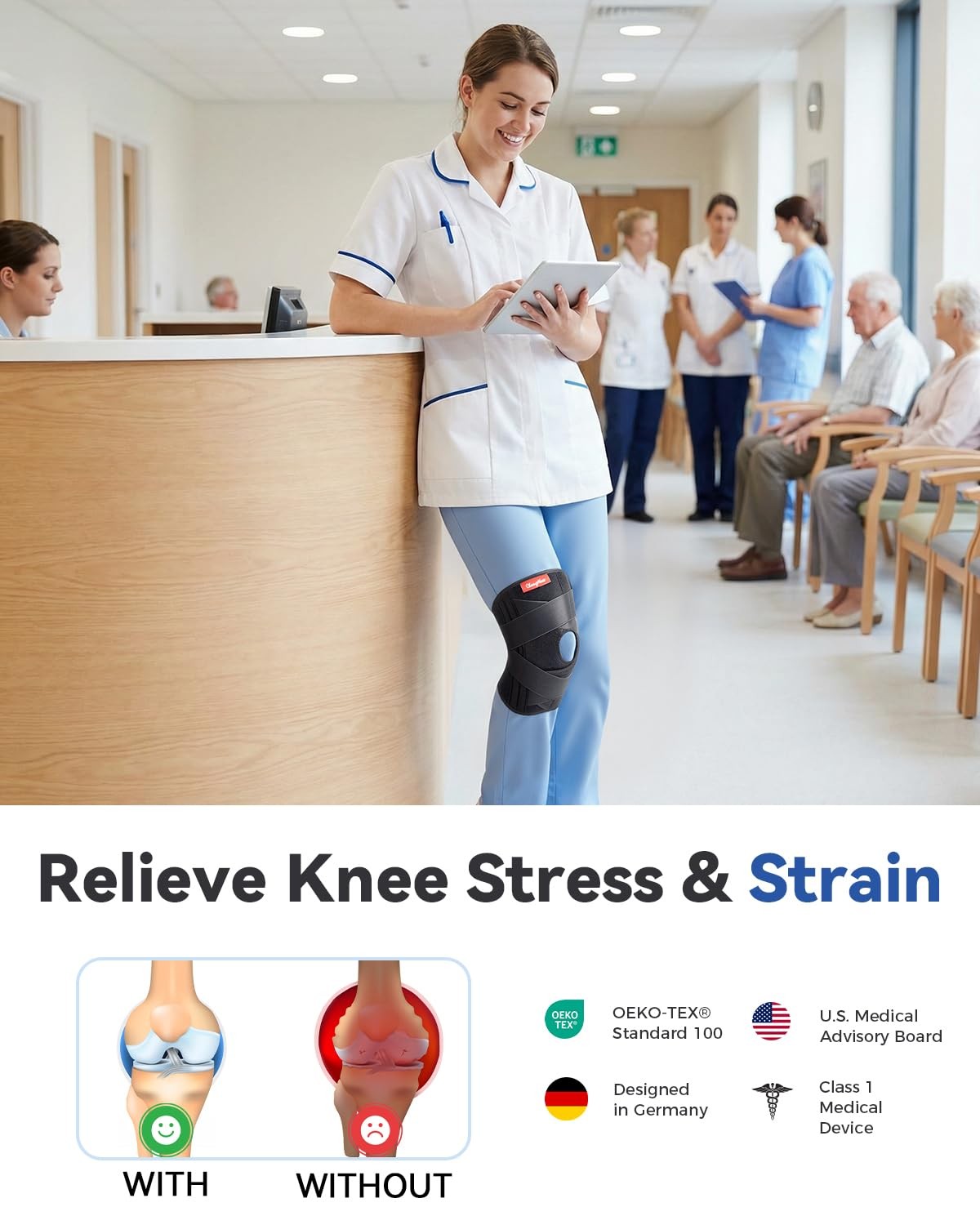 Medical Knee Brace for Women & Men,Knee Support with Side Stabilizers