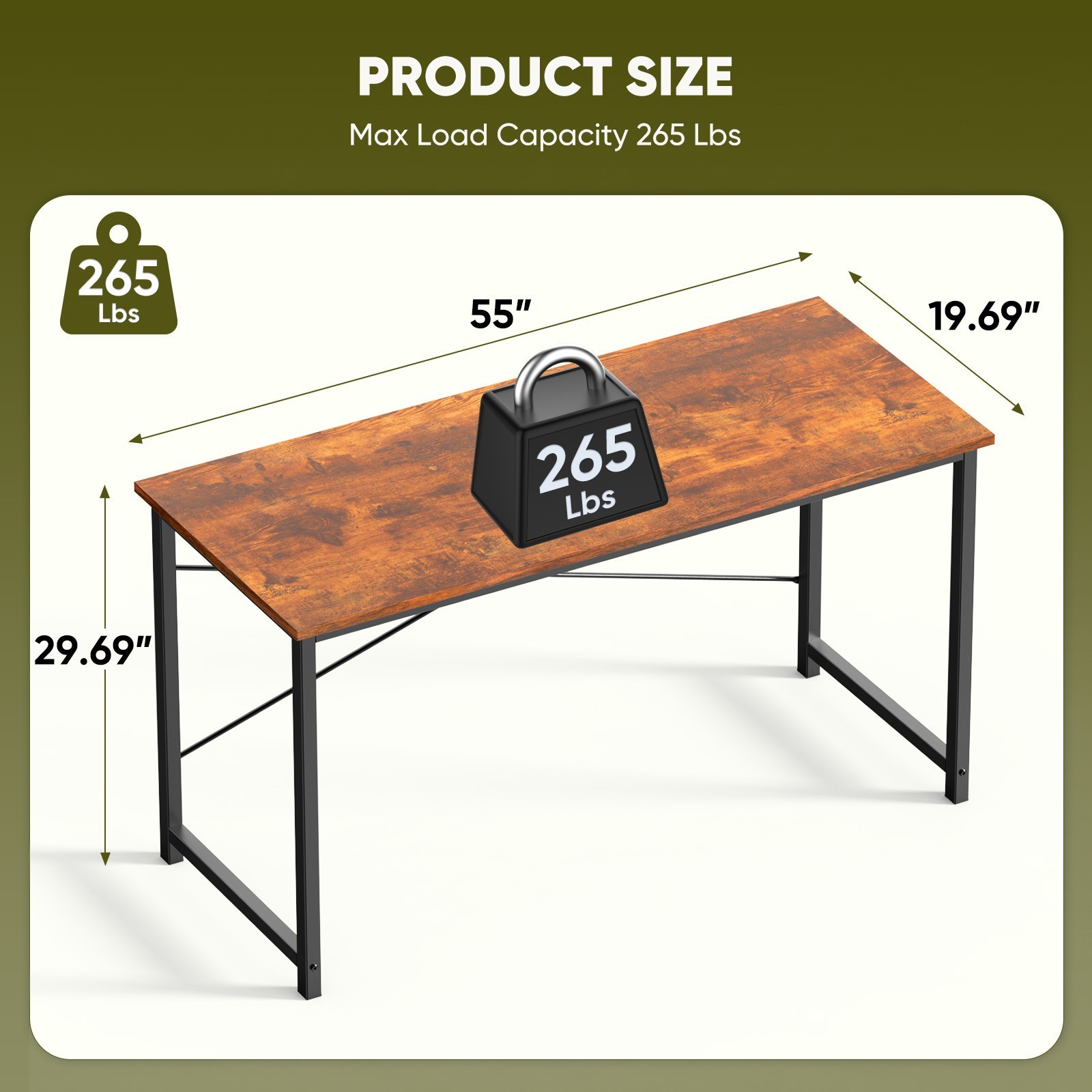 Home Office Computer Desk with Storage Bag and Hook – 40/47/55/63inch Sizes
