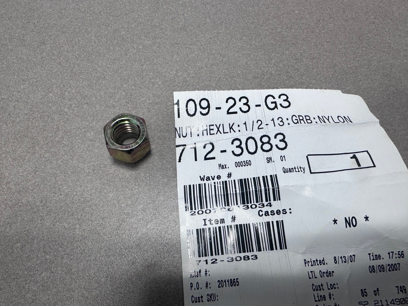 NOS Genuine MTD 712-3083 Hex Locknut Nyloc Poulan Coarse 9123083 Lock Nut 1/2-13